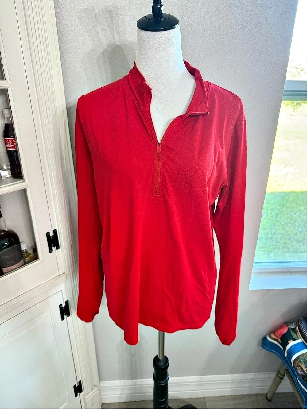 Fabletics Cold Weather Long-Sleeve Half-Zip Top Red XL